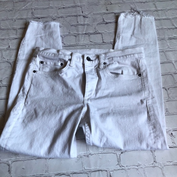 Rag & Bone mid rise skinny ankle raw‎ hem white denim jean size 32 Host Pick - Picture 2 of 8